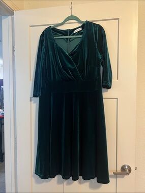 Green Velvet Swing Dress